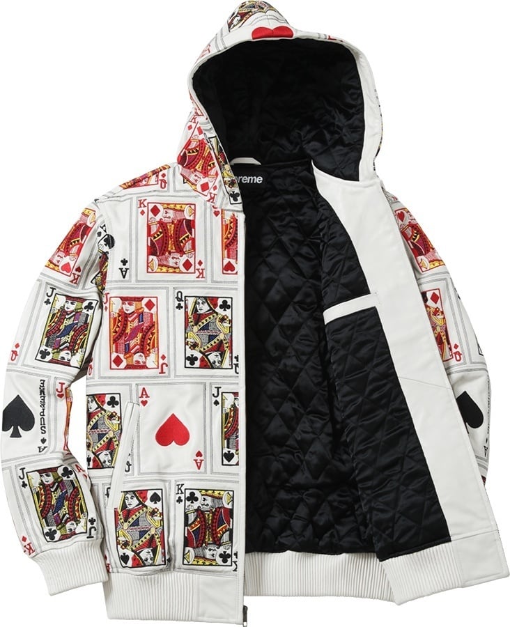 Court Cards Hooded Leather Jacket view 3